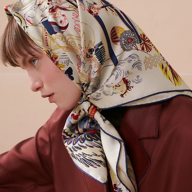 Hermes Shawl Cashmere and Silk Jacquard KY094