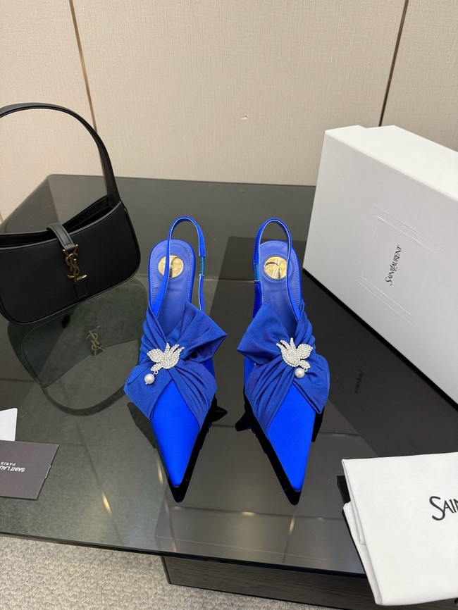 Saint Laurent AMALIA slingback pumps in satin crepe Heel 10.5CM 55726-10