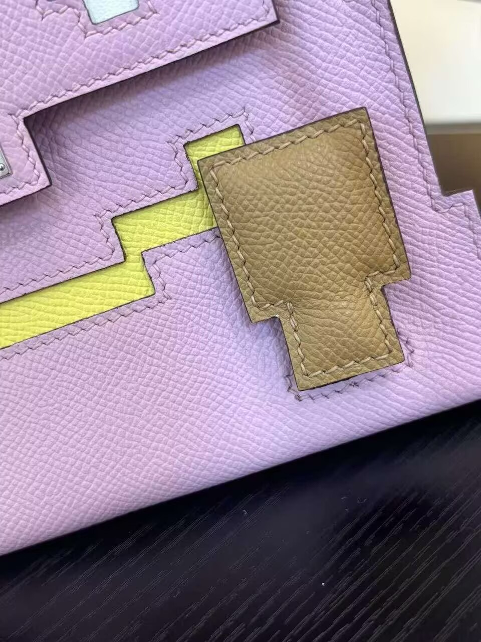 Hermes Original Epsom Leather Mosaic Figure Bag H6302 Pink