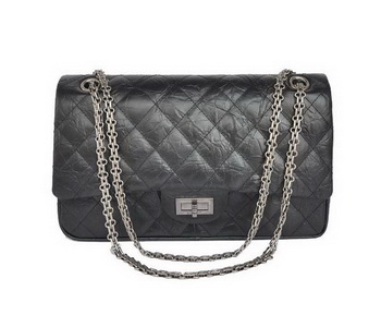 Chanel Classic Falp Bag Black Glazed Crackled Leather A28668 Black Silver Chanel Classic Falp Bag Black Glazed Crackled Leather A28668 Black Silver