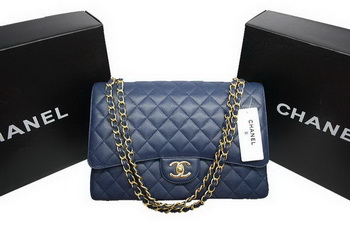 Chanel Maxi Double Flaps Bag A36098 Blue Original Caviar Leather Gold Chanel Maxi Double Flaps Bag A36098 Blue Original Caviar Leather Gold