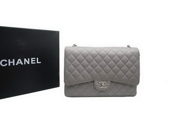 Chanel Maxi Double Flaps Bag A36098 Grey Original Caviar Leather Silver Chanel Maxi Double Flaps Bag A36098 Grey Original Caviar Leather Silver