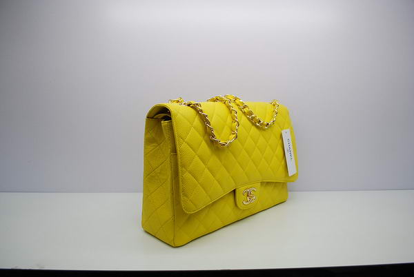 Chanel Maxi Double Flaps Bag A36098 Lemon Original Caviar Leather Gold Chanel Maxi Double Flaps Bag A36098 Lemon Original Caviar Leather Gold
