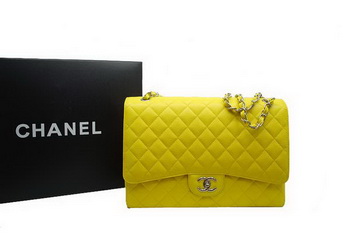 Chanel Maxi Double Flaps Bag A36098 Lemon Original Caviar Leather Silver Chanel Maxi Double Flaps Bag A36098 Lemon Original Caviar Leather Silver