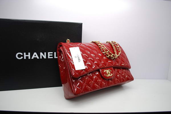 Chanel Maxi Double Flaps Bag A36098 Red Original Patent Leather Gold Chanel Maxi Double Flaps Bag A36098 Red Original Patent Leather Gold