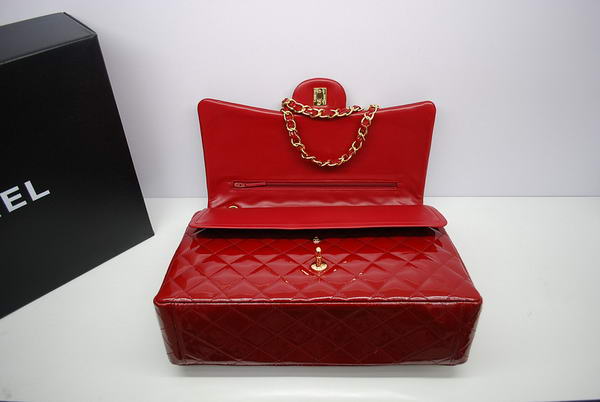 Chanel Maxi Double Flaps Bag A36098 Red Original Patent Leather Gold Chanel Maxi Double Flaps Bag A36098 Red Original Patent Leather Gold