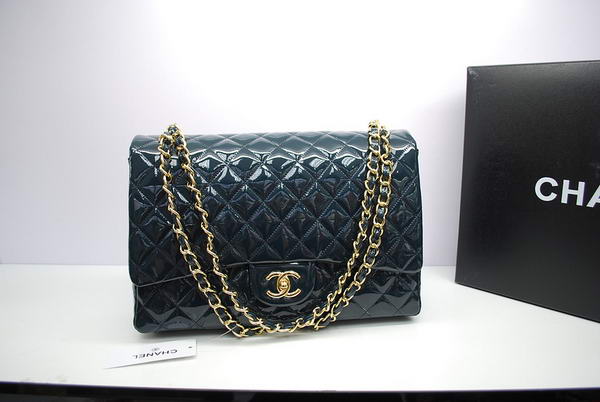 Chanel Maxi Double Flaps Bag A36098 Royalblue Original Patent Leather Gold Chanel Maxi Double Flaps Bag A36098 Royalblue Original Patent Leather Gold