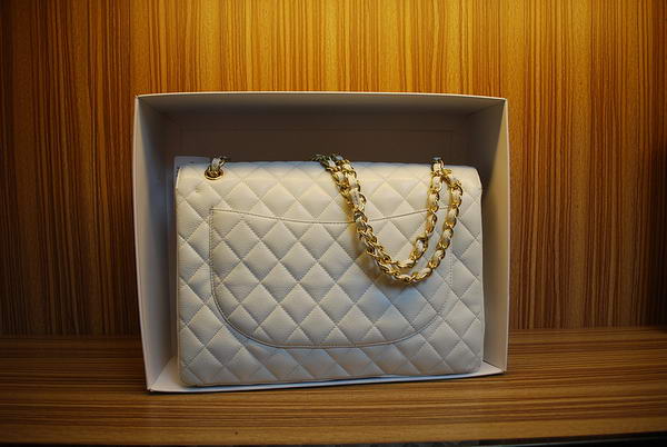 Chanel Maxi Double Flaps Bag A36098 White Original Caviar Leather Gold Chanel Maxi Double Flaps Bag A36098 White Original Caviar Leather Gold
