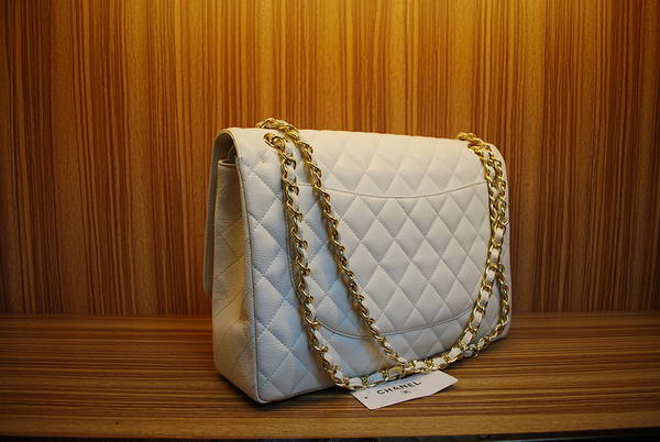 Chanel Maxi Double Flaps Bag A36098 White Original Caviar Leather Gold Chanel Maxi Double Flaps Bag A36098 White Original Caviar Leather Gold