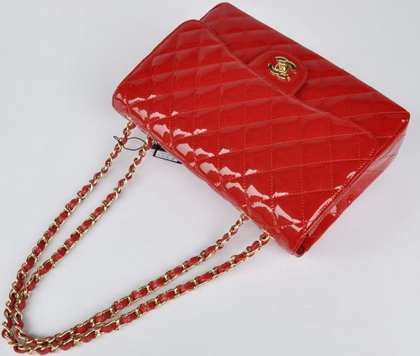 New Color Chanel A28600 Red Patent Leather Classic Flap Bag Gold New Color Chanel A28600 Red Patent Leather Classic Flap Bag Gold