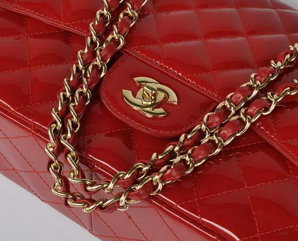 New Color Chanel A28600 Red Patent Leather Classic Flap Bag Gold New Color Chanel A28600 Red Patent Leather Classic Flap Bag Gold