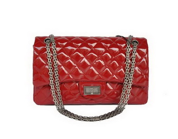 Ladies Chanel A30227 Red Patent Leather Jumbo Flap Bags Silver Ladies Chanel A30227 Red Patent Leather Jumbo Flap Bags Silver