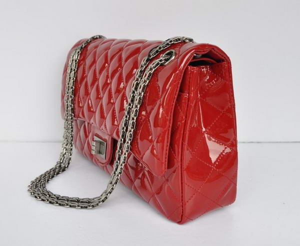 Ladies Chanel A30227 Red Patent Leather Jumbo Flap Bags Silver Ladies Chanel A30227 Red Patent Leather Jumbo Flap Bags Silver