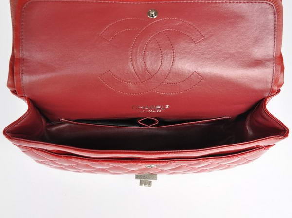 Ladies Chanel A30227 Red Patent Leather Jumbo Flap Bags Silver Ladies Chanel A30227 Red Patent Leather Jumbo Flap Bags Silver
