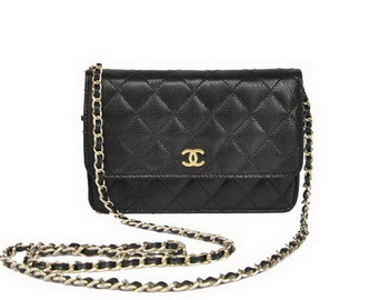 New Cheap Chanel A33814 Black Grain Leather Flap Bag Gold New Cheap Chanel A33814 Black Grain Leather Flap Bag Gold