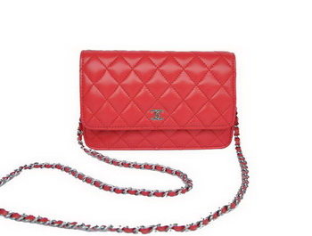 New Color Chanel A33814 Red Sheepskin Leather Flap Bag Silver New Color Chanel A33814 Red Sheepskin Leather Flap Bag Silver