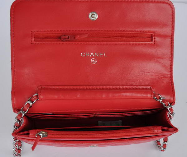 New Color Chanel A33814 Red Sheepskin Leather Flap Bag Silver New Color Chanel A33814 Red Sheepskin Leather Flap Bag Silver