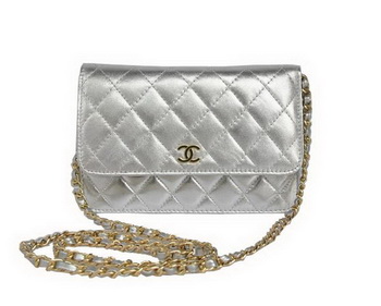 New Color Chanel A33814 Silver Sheepskin Leather Flap Bag Gold New Color Chanel A33814 Silver Sheepskin Leather Flap Bag Gold