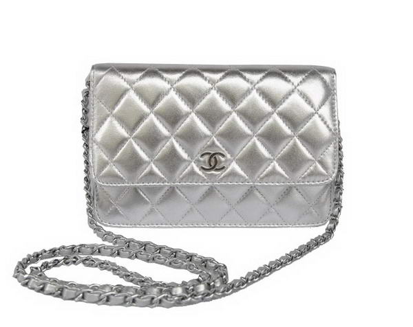 New Color Chanel A33814 Silver Sheepskin Leather Flap Bag Silver