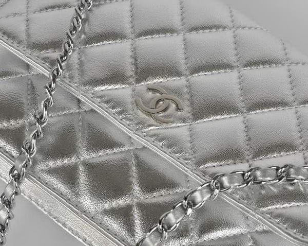 New Color Chanel A33814 Silver Sheepskin Leather Flap Bag Silver New Color Chanel A33814 Silver Sheepskin Leather Flap Bag Silver