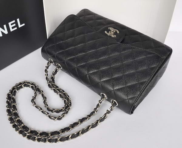 Fashion Chanel Original Caviar Leather Classic Flap Bag A28600 Black Silver Fashion Chanel Original Caviar Leather Classic Flap Bag A28600 Black Silver
