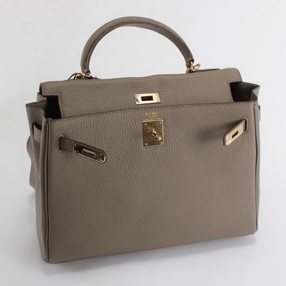 Hermes Kelly 32cm Togo Leather Handbags 6018 Dark Grey Golden Hermes Kelly 32cm Togo Leather Handbags 6018 Dark Grey Golden