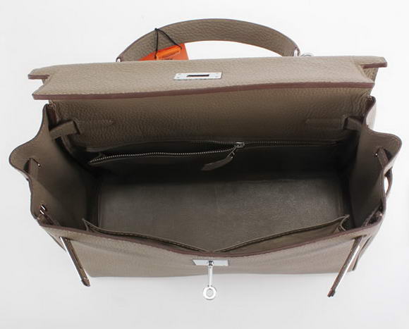 Hermes Kelly 32cm Togo Leather Handbags 6018 Dark Grey Silver Hermes Kelly 32cm Togo Leather Handbags 6018 Dark Grey Silver