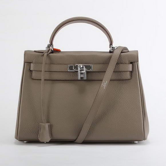 Hermes Kelly 32cm Togo Leather Handbags 6018 Dark Grey Silver Hermes Kelly 32cm Togo Leather Handbags 6018 Dark Grey Silver