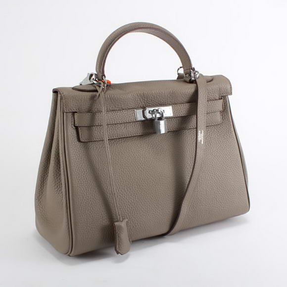 Hermes Kelly 32cm Togo Leather Handbags 6018 Dark Grey Silver Hermes Kelly 32cm Togo Leather Handbags 6018 Dark Grey Silver