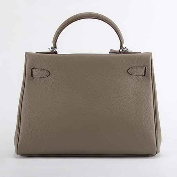 Hermes Kelly 32cm Togo Leather Handbags 6018 Dark Grey Silver Hermes Kelly 32cm Togo Leather Handbags 6018 Dark Grey Silver