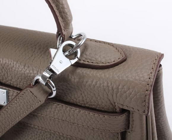 Hermes Kelly 32cm Togo Leather Handbags 6018 Dark Grey Silver Hermes Kelly 32cm Togo Leather Handbags 6018 Dark Grey Silver