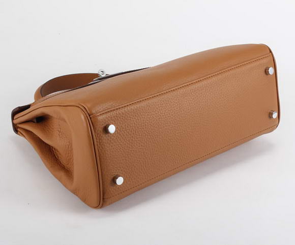Hermes Kelly 32cm Togo Leather Handbags 6018 Light Coffee Silver Hermes Kelly 32cm Togo Leather Handbags 6018 Light Coffee Silver