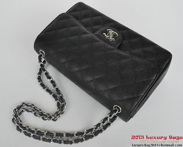 Chanel Jumbo Quilted Classic Cannage Patterns Flap Bag A58600 Black Silver Chanel Jumbo Quilted Classic Cannage Patterns Flap Bag A58600 Black Silver