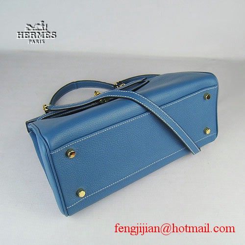 Hermes Kelly 32cm Togo Leather Bag Blue 6108 Gold Hardware Hermes Kelly 32cm Togo Leather Bag Blue 6108 Gold Hardware