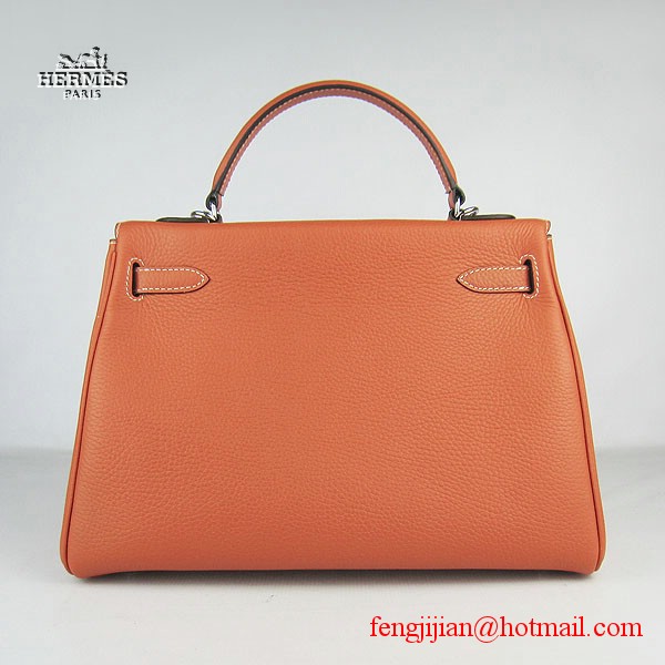 Hermes Kelly 32cm Togo Leather Bag Orange 6108 Silver Hardware Hermes Kelly 32cm Togo Leather Bag Orange 6108 Silver Hardware