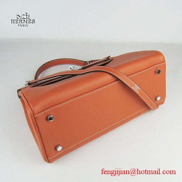 Hermes Kelly 32cm Togo Leather Bag Orange 6108 Silver Hardware Hermes Kelly 32cm Togo Leather Bag Orange 6108 Silver Hardware