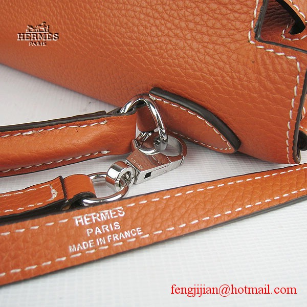 Hermes Kelly 32cm Togo Leather Bag Orange 6108 Silver Hardware Hermes Kelly 32cm Togo Leather Bag Orange 6108 Silver Hardware