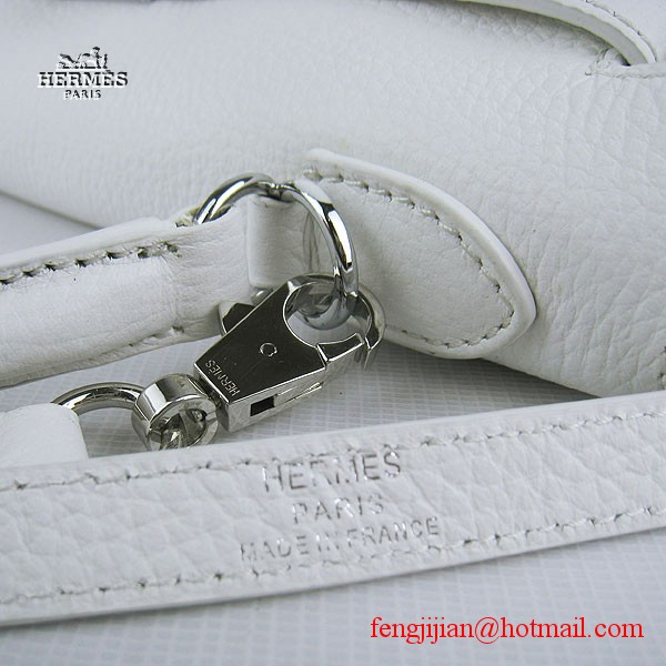 Hermes Kelly 32cm Togo Leather Bag White 6108 Silver Hardware
