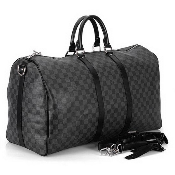 Louis Vuitton Damier Graphite Canvas Keepall 55 with Shoulder Strap N41413 Louis Vuitton Damier Graphite Canvas Keepall 55 with Shoulder Strap N41413