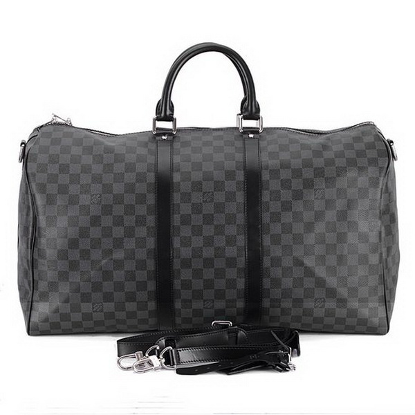 Louis Vuitton Damier Graphite Canvas Keepall 55 with Shoulder Strap N41413 Louis Vuitton Damier Graphite Canvas Keepall 55 with Shoulder Strap N41413