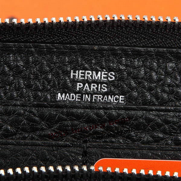 Hermes Zipper Wallet Original Leather A309 Black Hermes Zipper Wallet Original Leather A309 Black