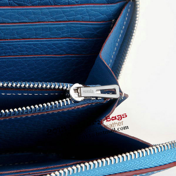 Hermes Zipper Wallet Original Leather A309 Blue Hermes Zipper Wallet Original Leather A309 Blue