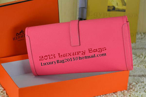 Hermes Jige Clutch Bag Calfskin Leather Light Red Hermes Jige Clutch Bag Calfskin Leather Light Red