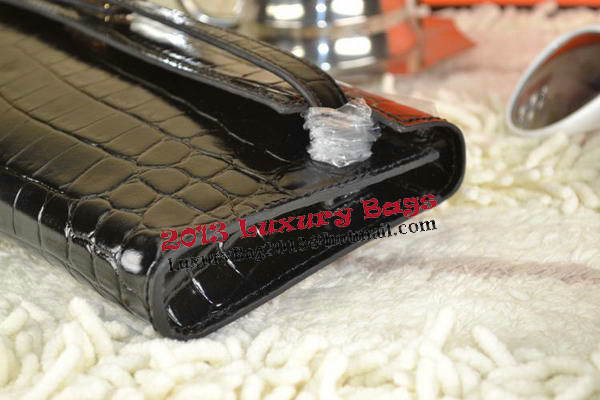 Hermes Kelly Clutch Bag Croco Leather K31 Black Hermes Kelly Clutch Bag Croco Leather K31 Black