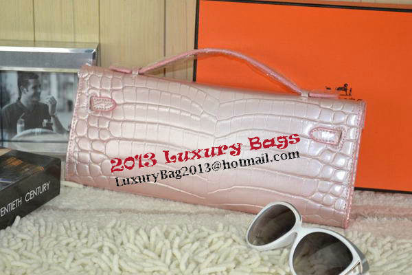 Hermes Kelly Clutch Bag Croco Leather K31 Light Pink Hermes Kelly Clutch Bag Croco Leather K31 Light Pink