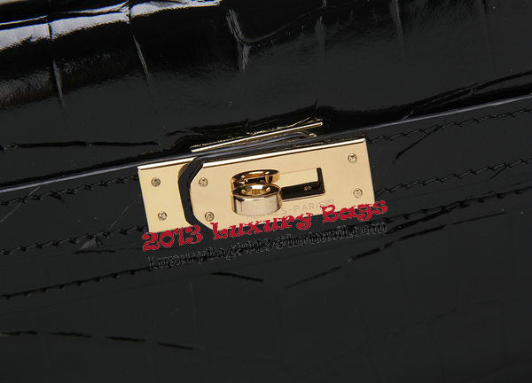Hermes Kelly Clutch Bag Croco Leather K1002 Black Hermes Kelly Clutch Bag Croco Leather K1002 Black
