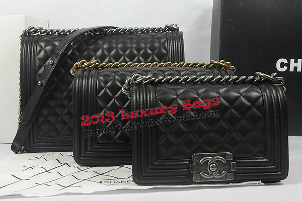 Boy Chanel Flap Shoulder Bag Black Original Sheepskin A67087 Silver Boy Chanel Flap Shoulder Bag Black Original Sheepskin A67087 Silver