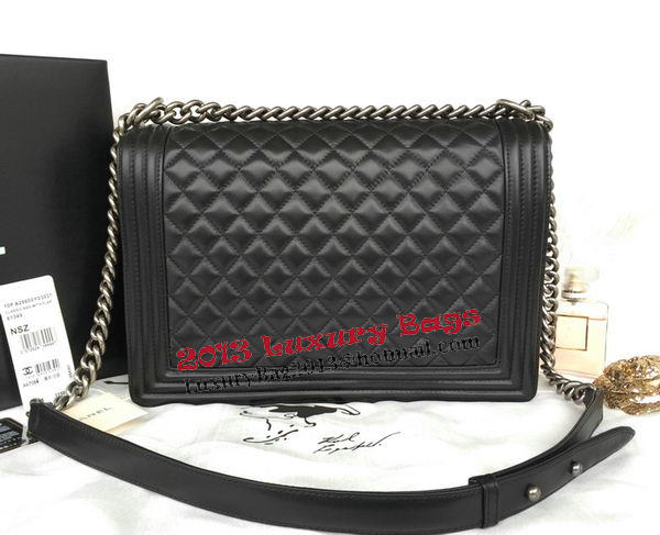 Chanel Boy Flap Shoulder Bag Original Black Sheepskin Leather A67087 Silver Chanel Boy Flap Shoulder Bag Original Black Sheepskin Leather A67087 Silver
