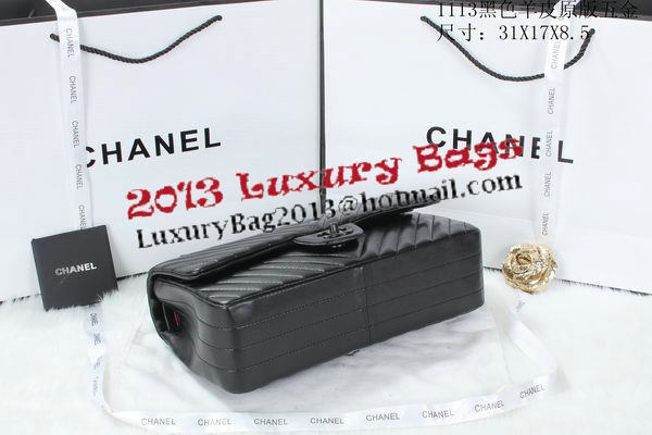 Chanel Classic Flap Bag Lambskin Chevron Quilting A01113 Black Chanel Classic Flap Bag Lambskin Chevron Quilting A01113 Black