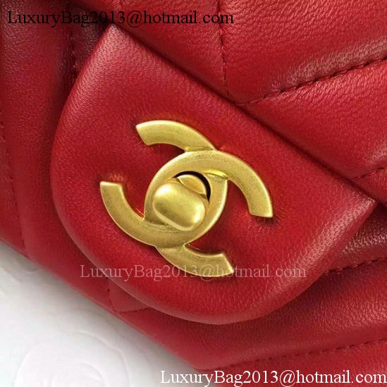 Chanel Classic mini Flap Bag Chevron Sheepskin Leather A68748 Red Chanel Classic mini Flap Bag Chevron Sheepskin Leather A68748 Red